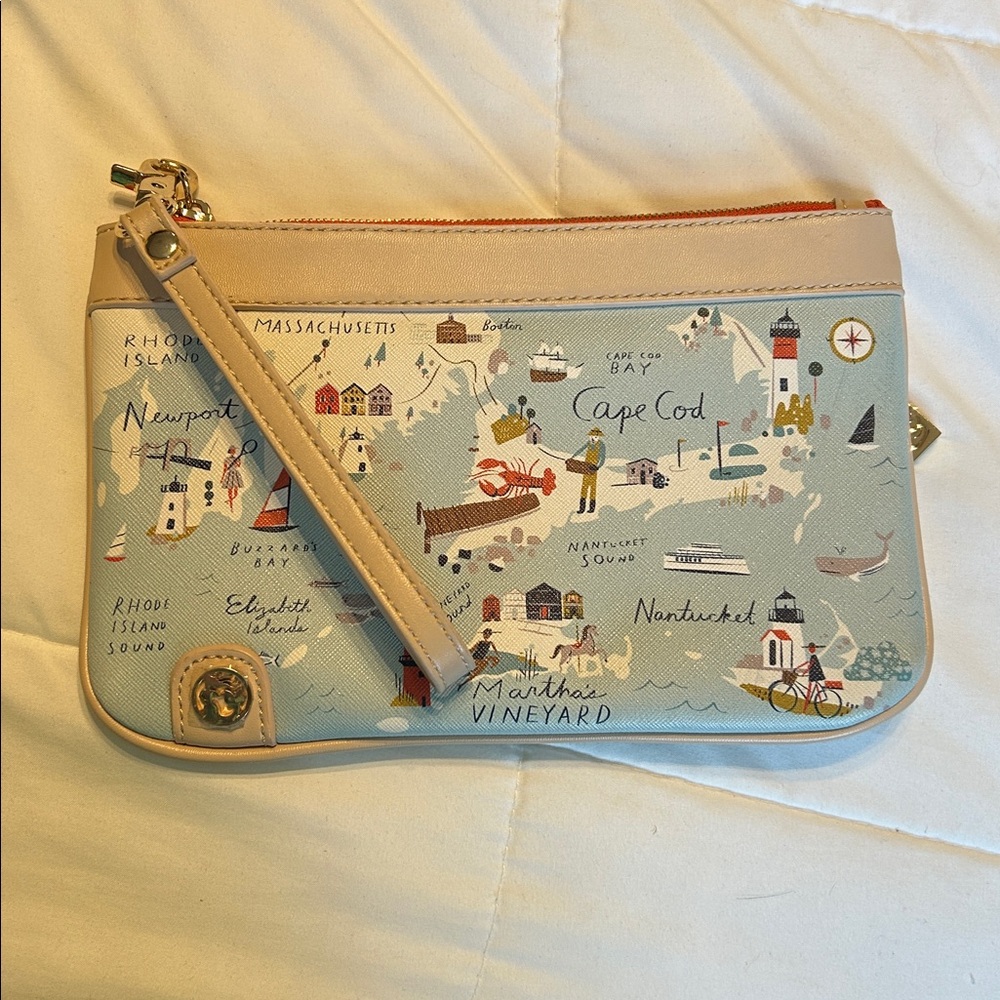 Spartina 449 Northeastern Harbor Map Wristlet Handbag Purse